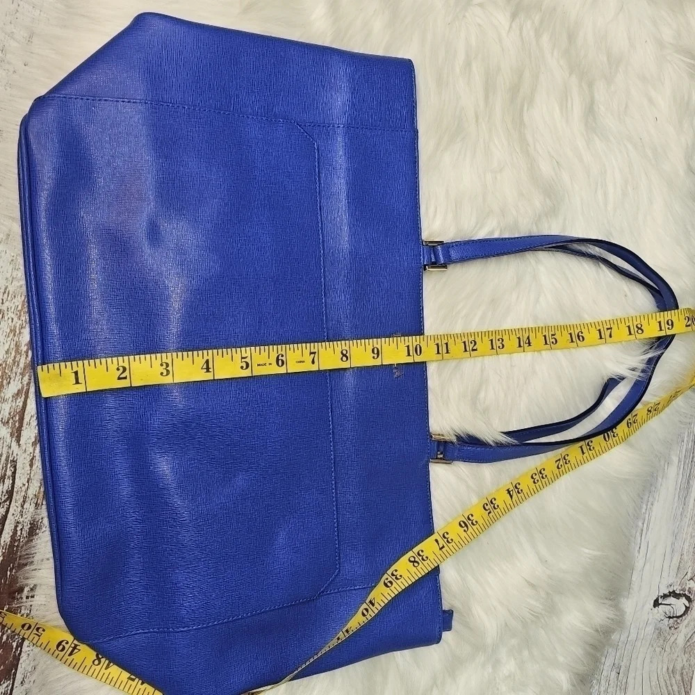 FURLA  leather Tote Handbag Purse Blue - Picture 4 of 12